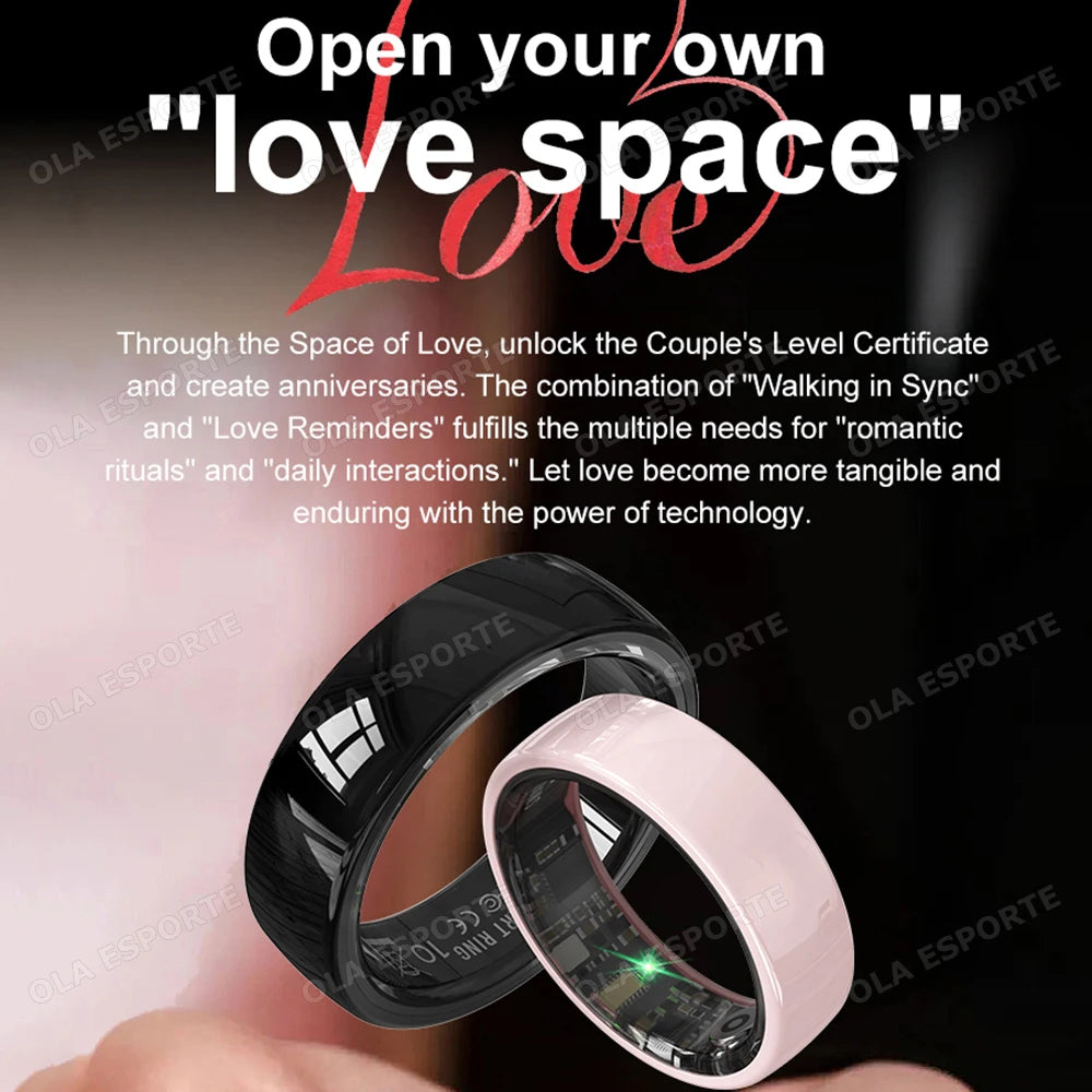 2026 New Hot Couple Smart Ring with Charging Case Heart Rate Sleep Health Monitor Pedometer Fashion Ceramic Ring For Android IOS