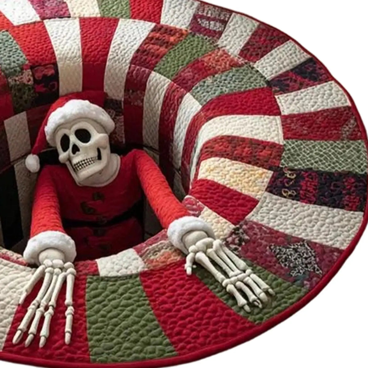 3D Rugs Optical Illusion Christmas Home Decor Skeleton Round Quilted Holiday Bathroom Carpet For Kitchen Entryway Entrance
