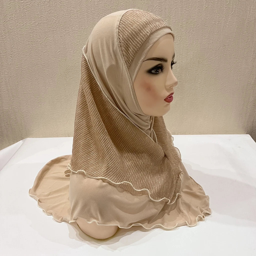 H076 Adults or big girls medium size 70*60cm pray hijab muslim hijab scarf islamic headscarf hat amira pull on headwrap
