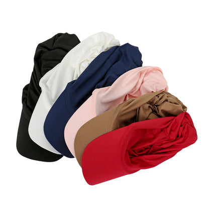 New Wide Brim Headwraps Hat for Women Muslim Turban Cap Multicolor Pullover Bonnet Travel Beanies Sun Hat Hair Loss Fashion