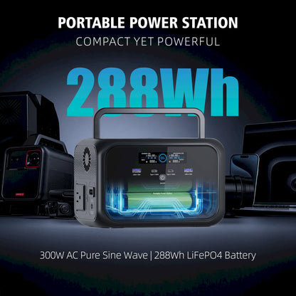 Uapow 288Wh 300W Compact Solar Generator for Home Emergency, Rv Camping, Travel, Camera Gear, Phone and Laptop Charging Kit