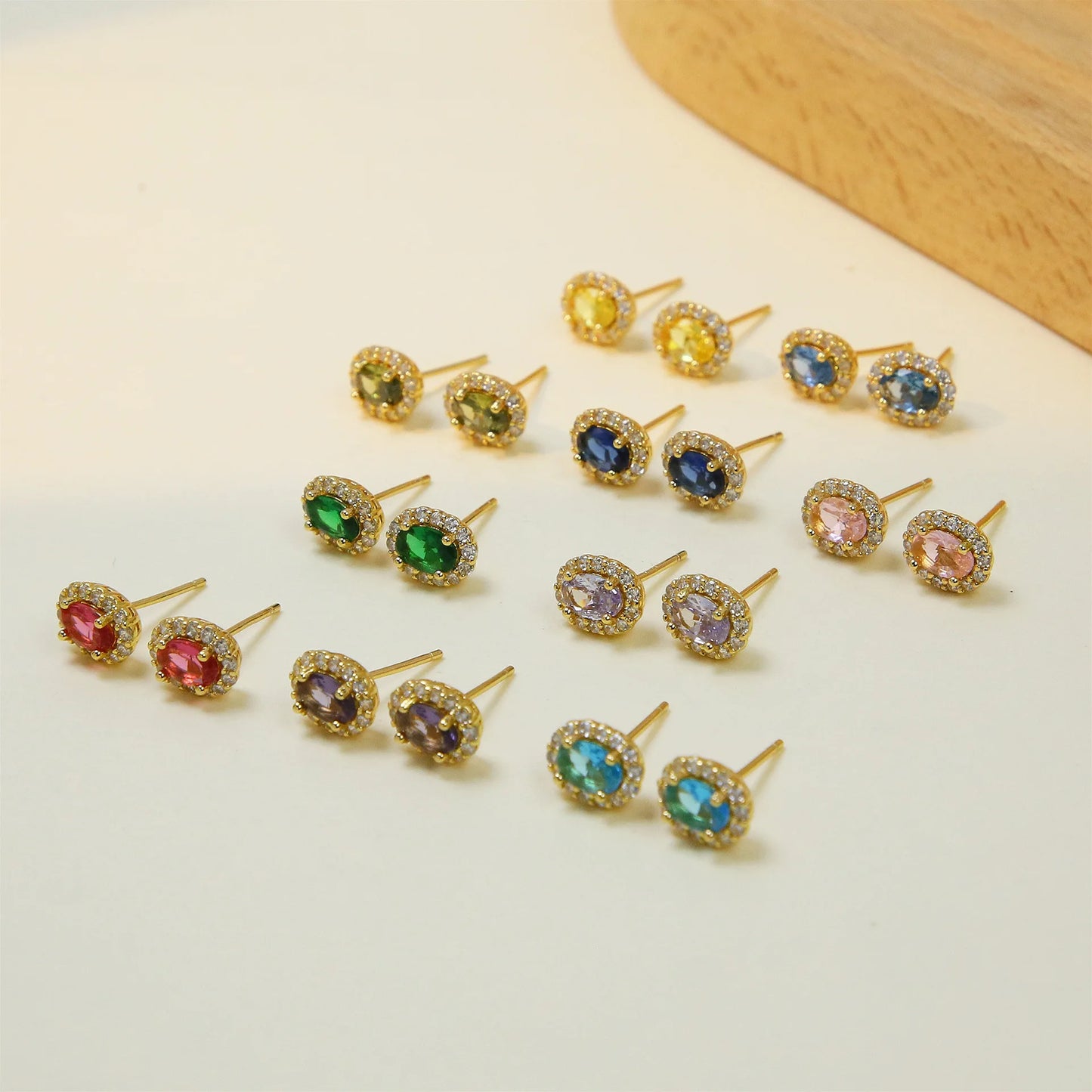Colorful 12 Month Birthstone Rhinestone Stud Earrings For Women Crystal Ladies Fashion Weddings Banquet Jewelry Accessories