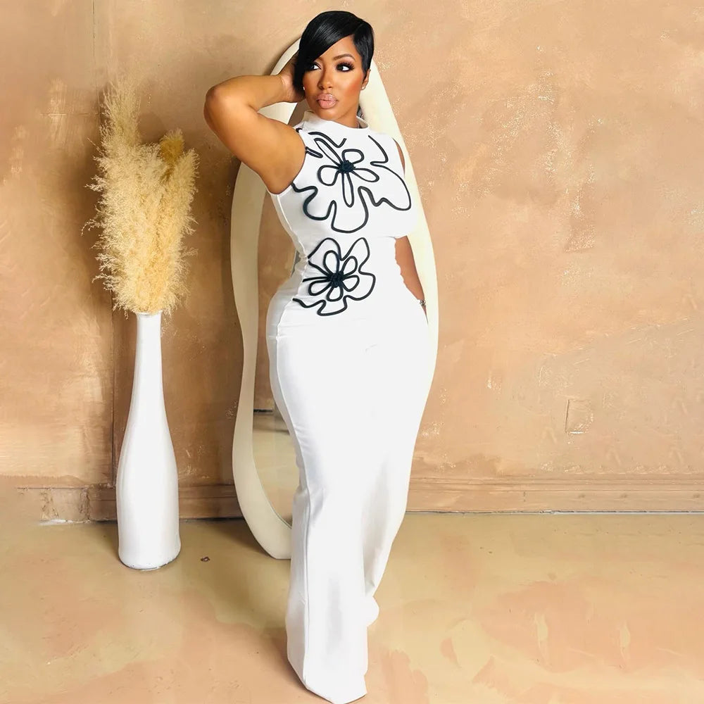 HBLL New Women Flower Design Sleeveless Tank Jumpsuits 2026 Summer Street Birthday Sexy Party Outfits One Piece Suit Rompers