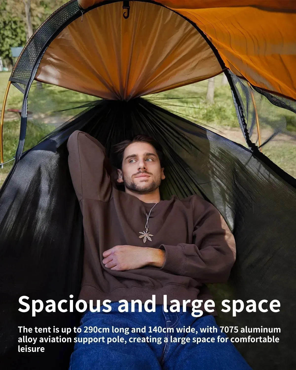 Outdoor Camping Hammock with Sunshade and Mosquito Net Anti-Rollover Single Double Portable Hanging Bed with Bug Net