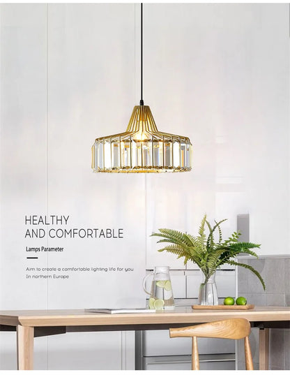 Crystal Pendant Lights Indoor Bedroom Ceiling Chandeliers Lamps Nordic Loft Loby Hanging Light Fixture Hotel Hall Decor Led Lamp