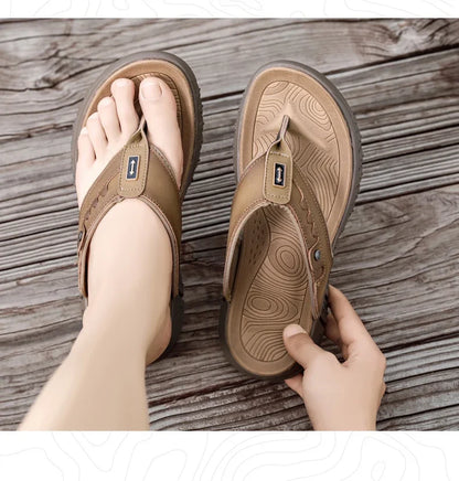 Flip Flops Summer Men's Outdoor Thick Soled Beach Shoes Breathable Cool Non Slip Comfort Sandals Male Casual Hiking Sandals