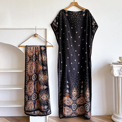 New African Fashion Short Sleeve Colored Pattern Dubai Women Summer Real Silk Soft Printing Loose Tradition Muslim Scraf