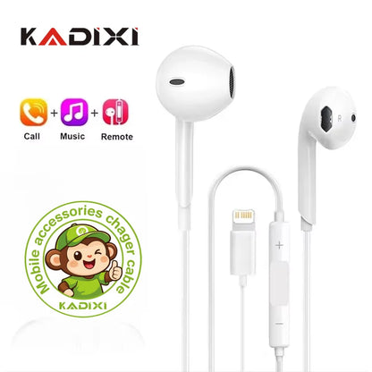 Original Headphones For iPhone 15 14 11 12 13 Pro Max Earphones XR X XS 8 Plus Bluetooth Wired Earbuds Headset Accessories