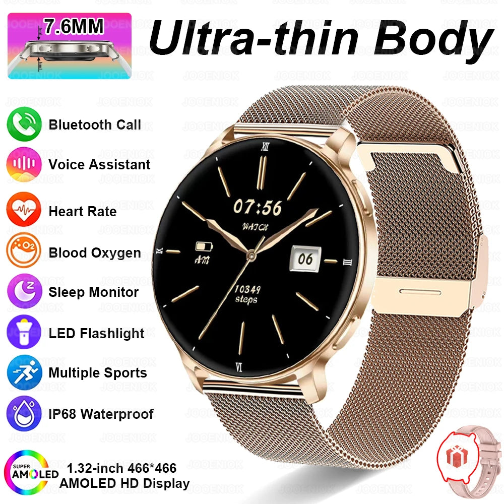2026 New 1.32" AMOLED Smartwatch Man 466*466 Resolution Bluetooth Call LED Flashlight Fitness Tracker Smart Watch For Men Women