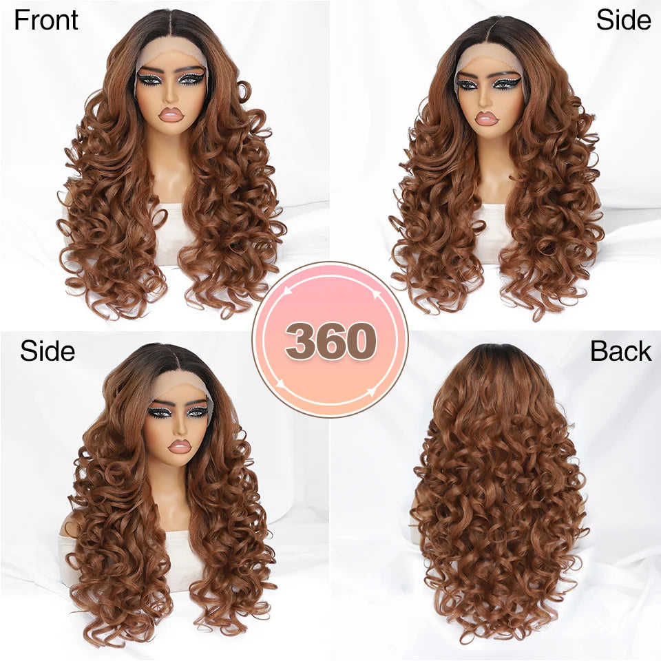 24Inch Latisha Synthetic Lace Front Wigs For Women Curly Afro Lace Wigs Black Blonde Orange 13X4.5X1 Cosplay Hair Daily Use