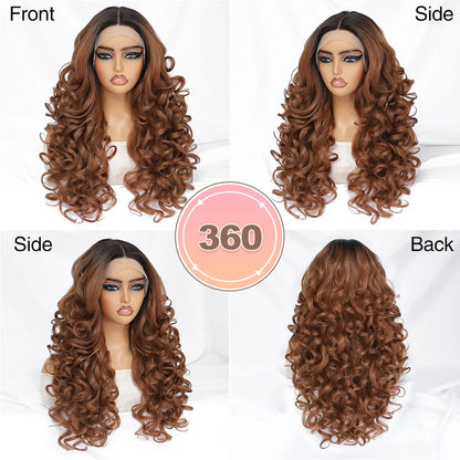 24Inch Latisha Synthetic Lace Front Wigs For Women Curly Afro Lace Wigs Black Blonde Orange 13X4.5X1 Cosplay Hair Daily Use
