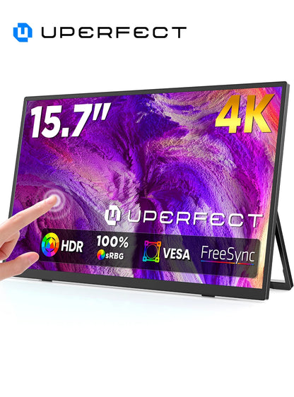 UPERFECT 15.7' 4K Touchscreen Portable Monitor 100%sRGB UHD W/VESA & Stand Ultra-Slim FreeSync HDR Gaming Display for Steam Deck