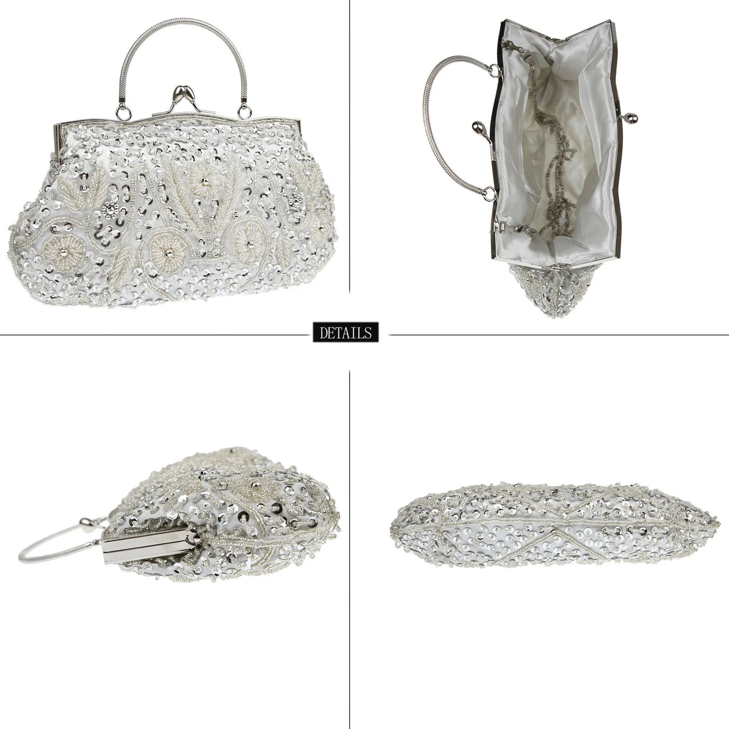 Women's Retro Small Totes Evening Bags Beaded Embroidered Ladies Clutch Purse Shoulder Chain Wedding Party Handbags Bags Purses