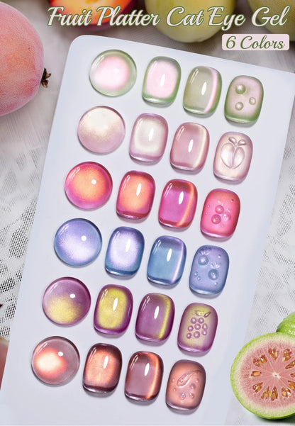 7.5ML Summer Fruit Series Cat Magnetic Gel Nail Polish Green Purple Pink Cat Eye Gel Soak Off UV Nail Art Varnish For Manicure
