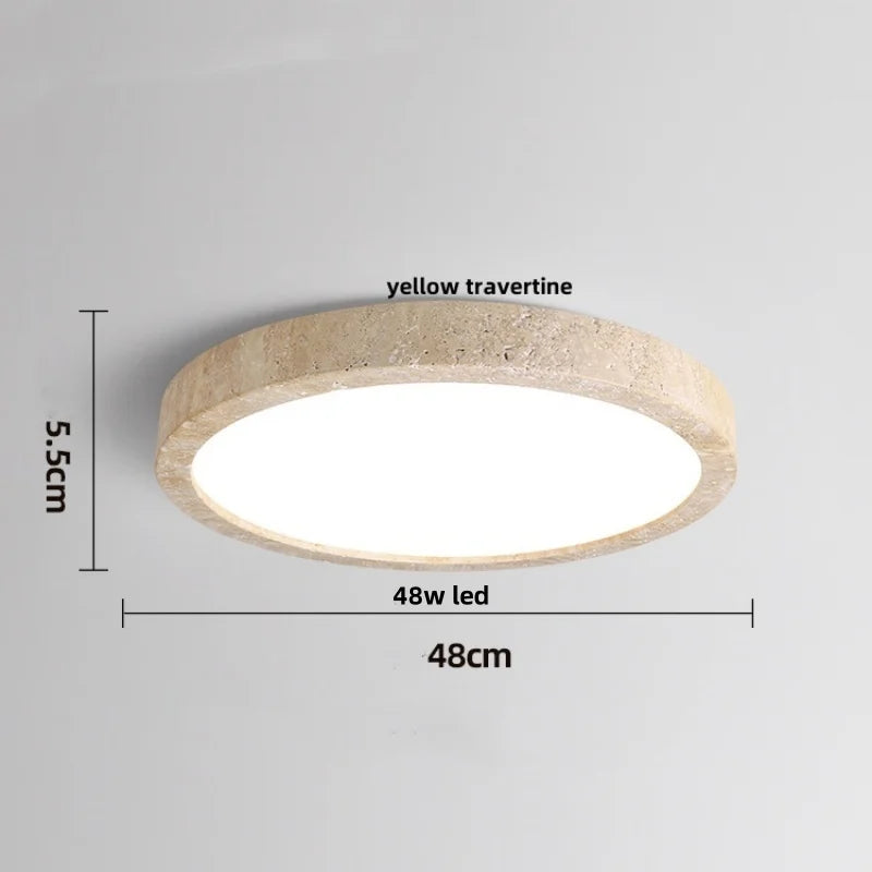 IWHD Wabi Sabi LED Ceiling Lamp Dining Room Restaurant Coffee Yellow Travertine Stone Minimalism Hanging Lights Lamparas Techo