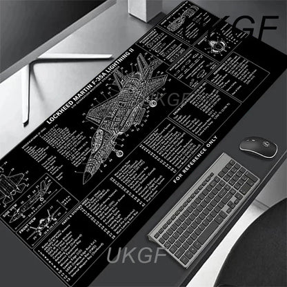 Large Computer Office Game Table Mats Aircraft Model Mouse Pad XXL Rubber Anti-slip Gaming Keyboard Mousepads Long Desk Pads