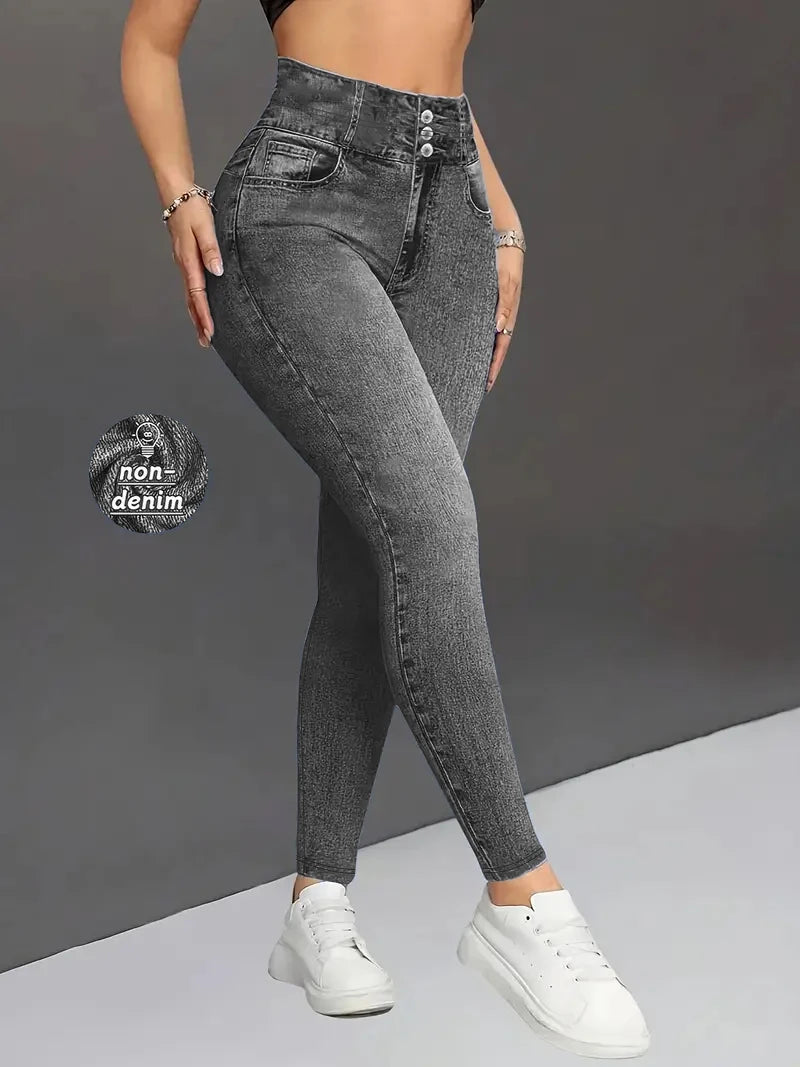Women's Imitation Comfortable Tummy Control Fitness Gym Yoga Pants Daily Wear Tummy Control Hip Lifting Skinny Yoga Pants