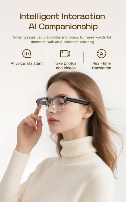 New Smart Glasses Take Photos and Videos Real-Time Translation Voice Assistant Translation 2GB Memory 800W Camera Smart Glasses