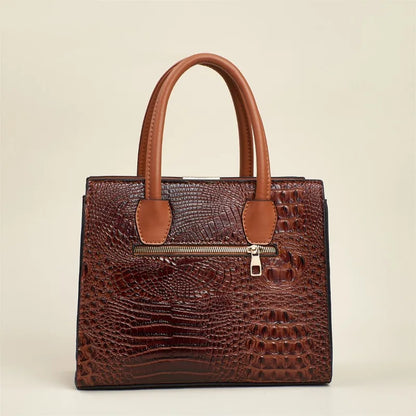 Crocodile Pattern Leather Women's Handbags Fashion Commuter Messenger Bags Large Capacity Luxury 3Piece Set Tote Shoulder Bags