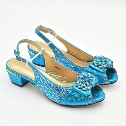 New Design Women Shoes and Bags To Match Set Nigeria Party Italian Shoe and Bag Set for Party in Women Rhinestone Women Pumps