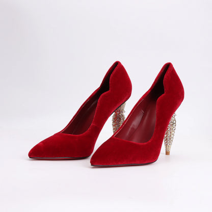 luxury Red Bottom Black Pointed toe Heels for Women Shoes 2024 Elegant and Classy Designer Slingback Heels High Quality big Size