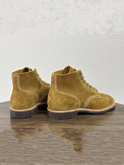 Customized 30 Days Men Work Cow Suede Leather Comfortable Round Toe Lace Up Ankle Boots Low Cut Classic Motorcycle Desert Boots