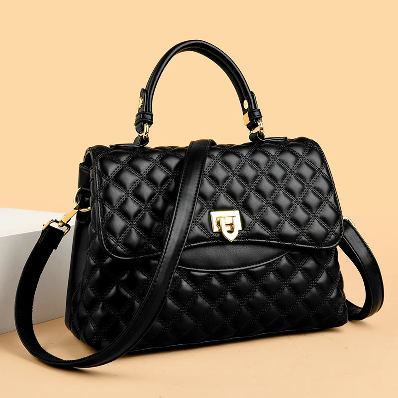 Luxury Large Capacity Multilayer Shoulder Messenger Bag High Quality Leather Handbag Women Designer Crossbody Sac Female Tote