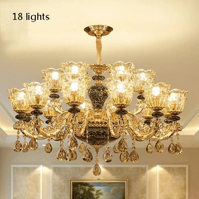 Luxury Lamp Dining Room Bedroom Decoration French Retro Chandelier Lighting Crystal Fixtures Chandelier Living Room Grand