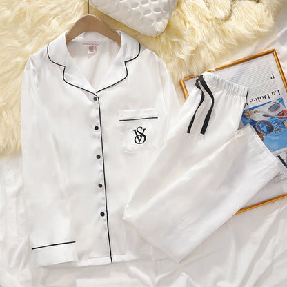 Victoria's Secret Suit Womens Silk Satin Pajamas Set Short Sleeve Shorts Sleepwear Loungewear Soft Breathable Button Down Pyjama