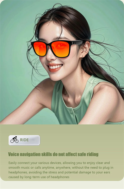 New Smart Glasses Intelligent Driving Navigation Wireless Music Play Outdoor Sunglasses Bluetooth Call Anti-blue Light Eyeglass