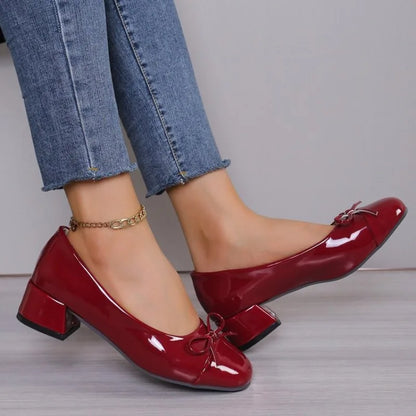 Luxury Woman Mary Jane Shoes Fashion ladies Pumps Round Toe Bow-knot Ballet high heels Platform Office Shoes Zapatos De Mujer