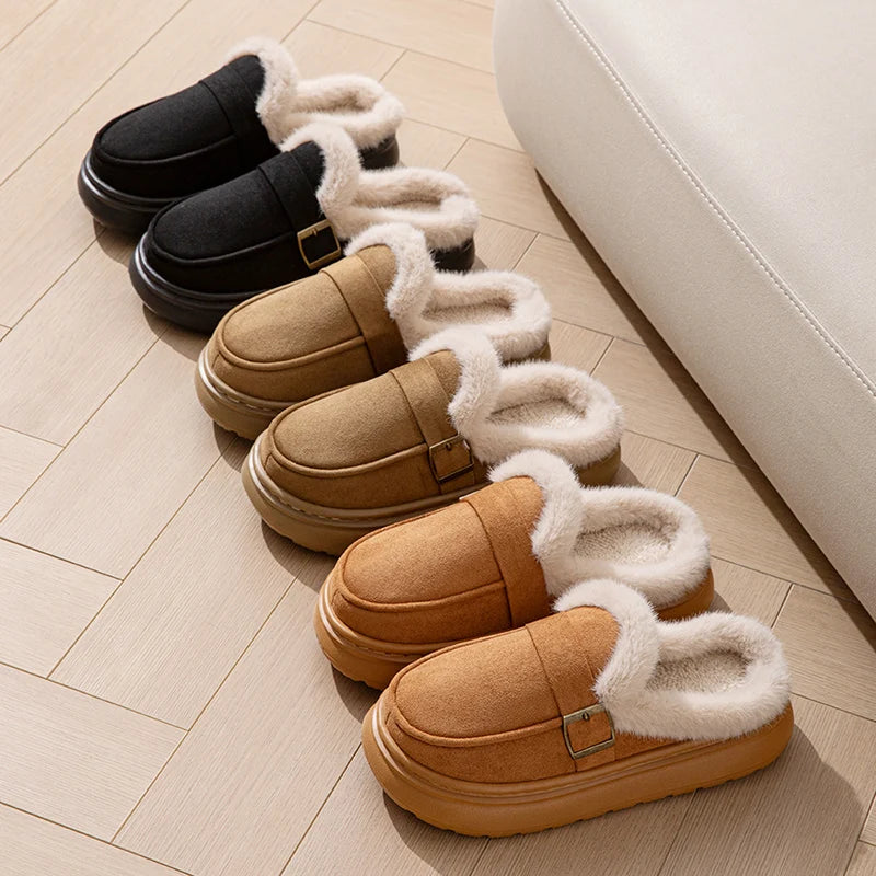 Casual Women's Home Slippers Winter Plush Luxury Designer Woman Shoes Indoor Fluffy Platform Fuzzy Fur Slides Elegant Flats Warm