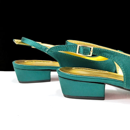 QSGFC 2026 Summer New Design Specials Italian Women Shoes and Bag Set Sky Blue Color Comfortable Low Heels With Rhinestone