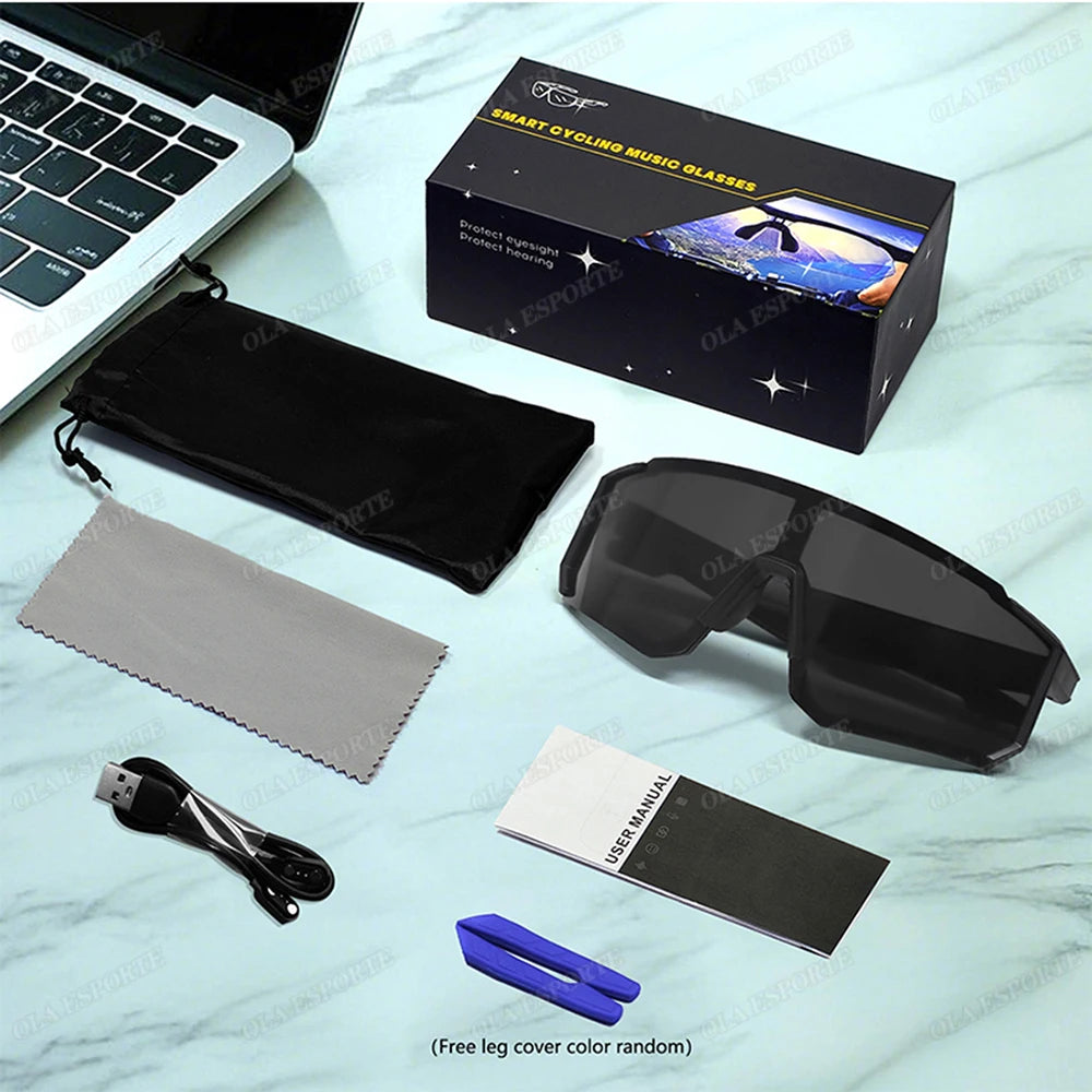2026 New Smart Glasses Bluetooth Call Audio Music Player Glasses Smart Sunglasses UV Anti Glare Man Glasses for Outdoor Cycling