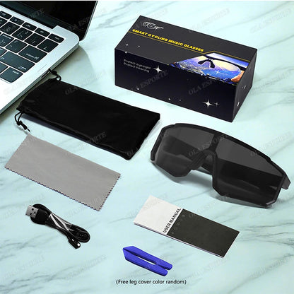 2026 New Smart Glasses Bluetooth Call Audio Music Player Glasses Smart Sunglasses UV Anti Glare Man Glasses for Outdoor Cycling