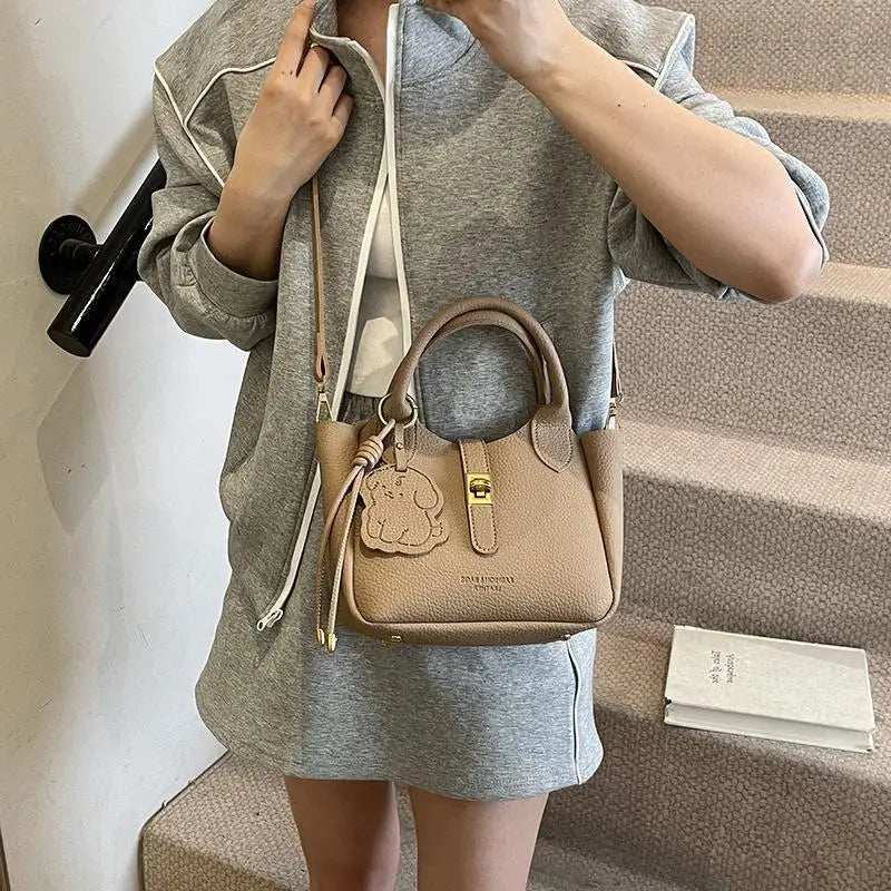 PU Portable Bucket Bag Shoulder Bag Women Fashion Versatile Crossbody Bags Zipper Handbag High Quality Tote Commuter Bags Gifts