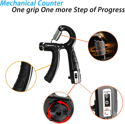 10-100kg Adjustable Hand Grip Strengthener Hand Grip Trainer With Counter Wrist Forearm And Hand Exerciser For Muscle Building