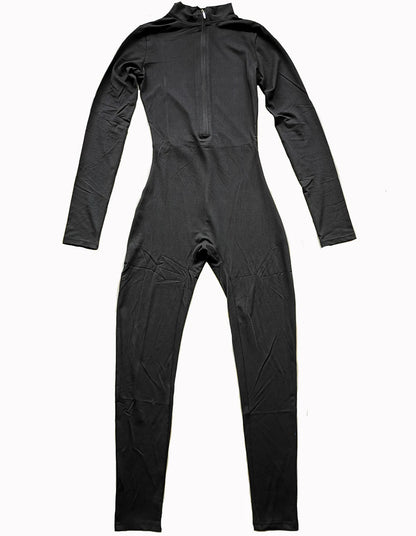 Women‘s Jumpsuits Long Sleeve Yoga Slim Fit Stretch One Piece Romper Sexy Fitness Female Black Basic Elastic Zipper Sportwears