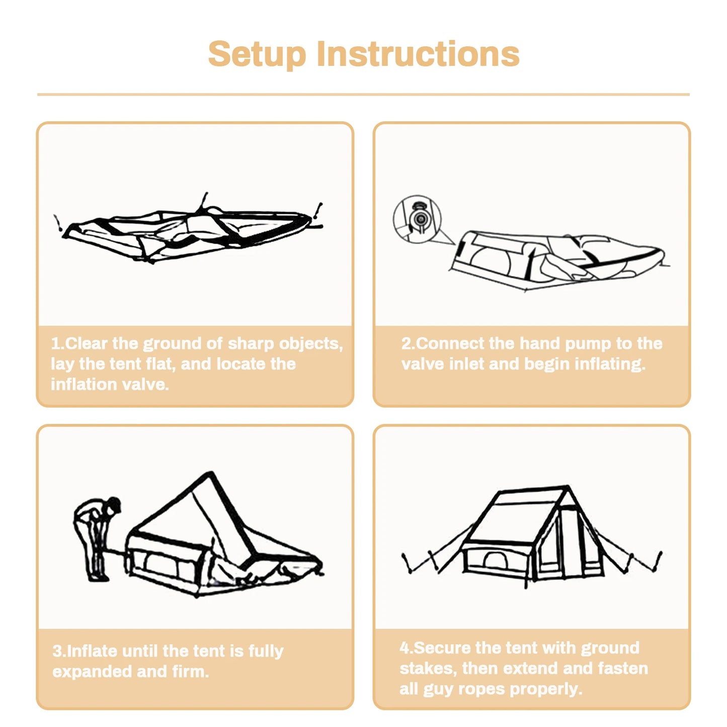 PAKICETUS Inflatable camping tent 4-8 people with windows portable water-resistant camping tent  Four season tents