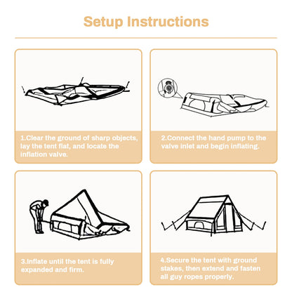 PAKICETUS Inflatable camping tent 4-8 people with windows portable water-resistant camping tent  Four season tents