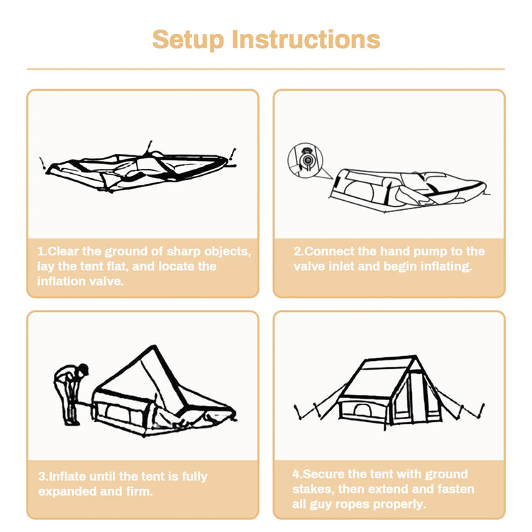 PAKICETUS Inflatable camping tent 4-8 people with windows portable water-resistant camping tent  Four season tents