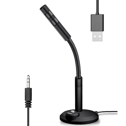 3.5mm Studio Microphone Speech Mic Stand Holder USB Desktop Wire Gaming Mic Mini For PC Notebook Podcast Recording Studio