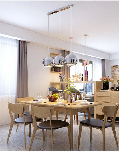 Nordic Rose Gold Pendant Lights Plated Metal Hanging Lamp Fixtures Dining Room Kitchen Island Bar Cafe Indoor Decor Lighting E27
