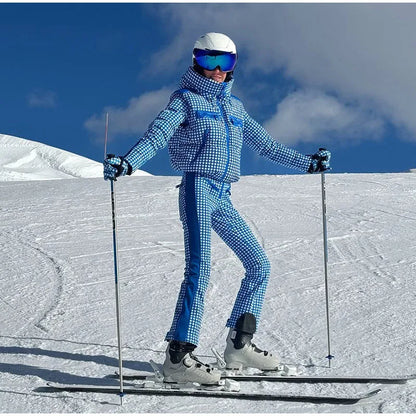 Thicken Print Cotton Jumpsuits Women High Neck Long Sleeves Zipper Belts Warm Skiwears Female 2026 Winter New Chic Ski Jumpsuit