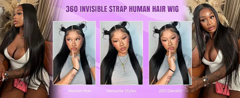 360 Full Hd Lace Front Wear And Go Glueless Straight Wig PreCut Lace Wig Pre plucked Brazilian Straight Human Hair Wig For Women