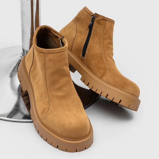 Fashion Design Men's Short Boots High-Top Leather Shoes Hot-selling Male Ankle Boots Leisure Walk Motorcycle Botas Outdoor Shoes