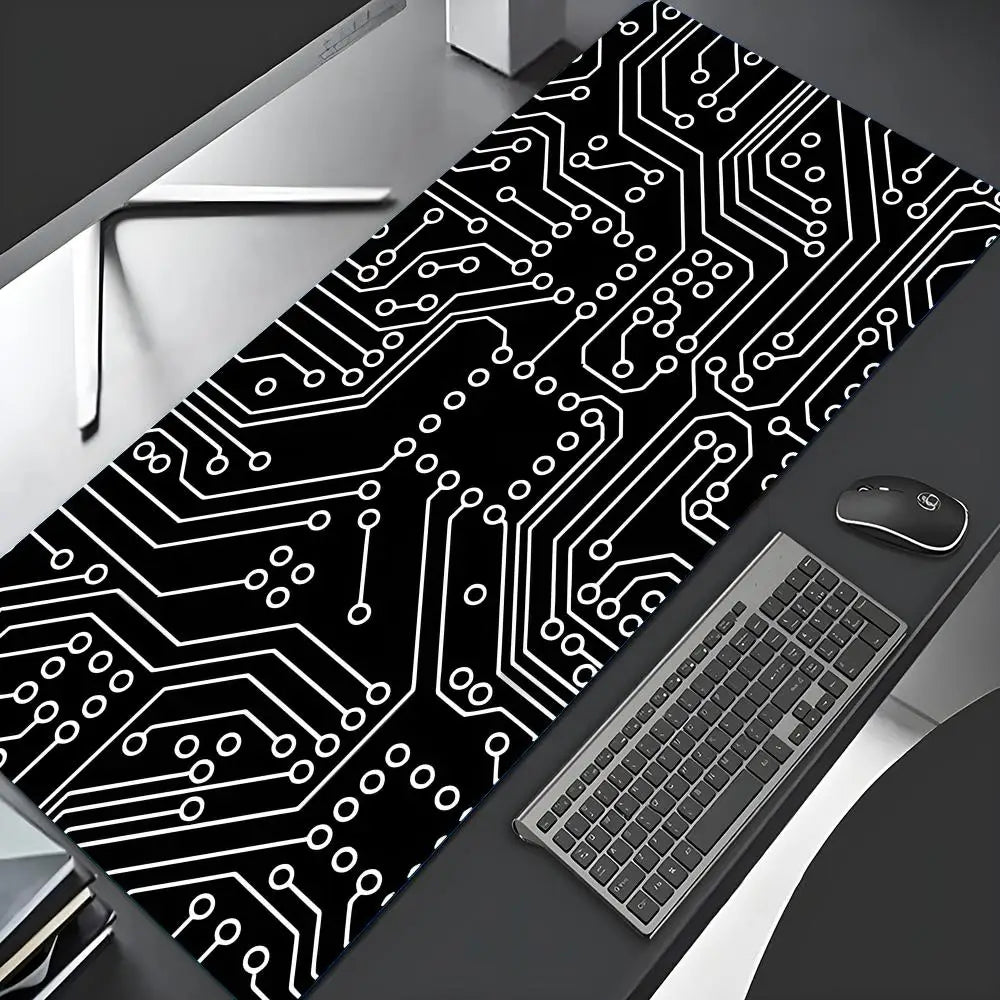 Retro Circuit Board Pattern Mouse Pad Large Computer Accessories Office Game Table Mat Rubber Anti-slip Mousepad Decor Desk Pad