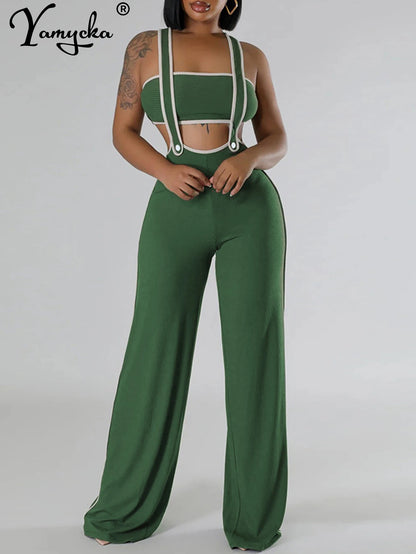 Sexy jumpsuit women pants summer casual Pants set jumpsuits Wide leg pants body party club outfits bodysuit Two pieces overalls