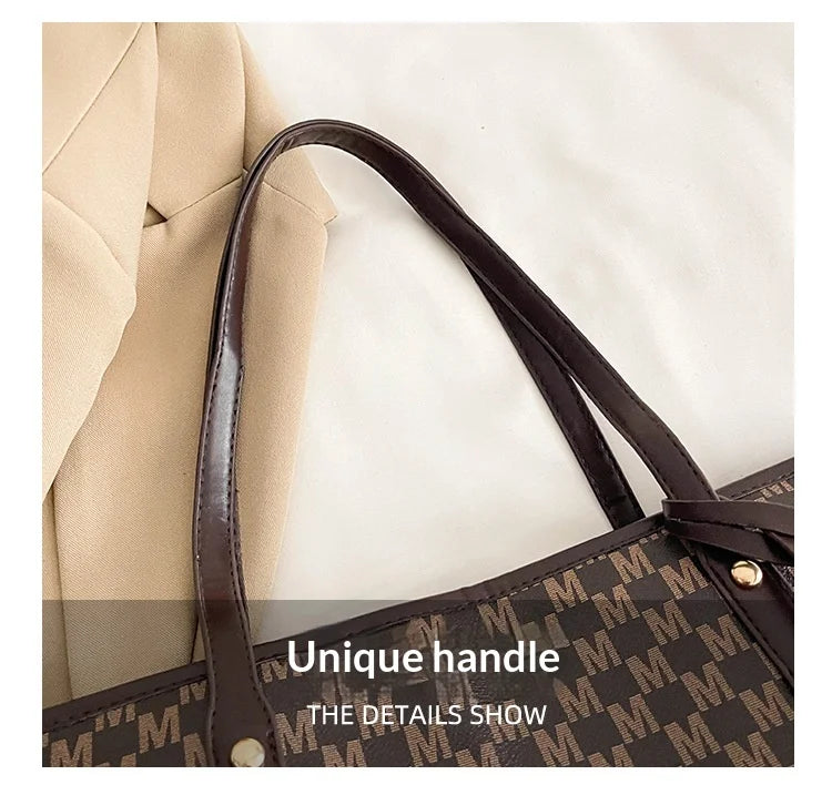 Large Capacity Commuting Tote Bags Fashionable Printed Pu Leather Handbag for Women College Students Class Handbags Shoulder Bag