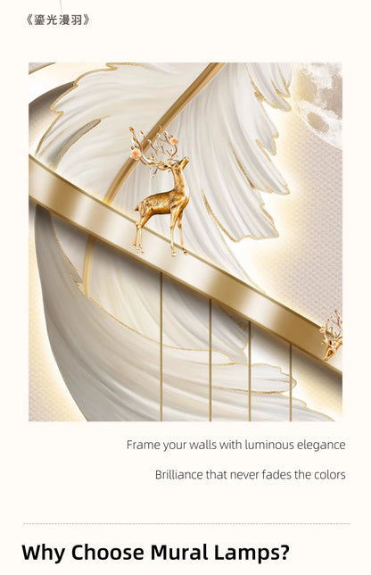 Entrance LED Mural Light Feather For Corridor Living Room Hallway Kitchen Modern Hanging Paintings Home Decoration Art Wall Lamp